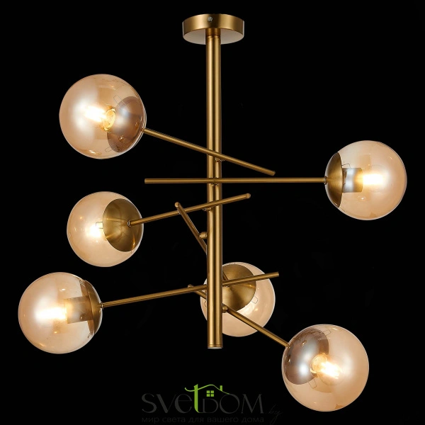 SLE1099-312-06 Светильник потолочный Латунь/Коньячный E27 6*60W VELIO