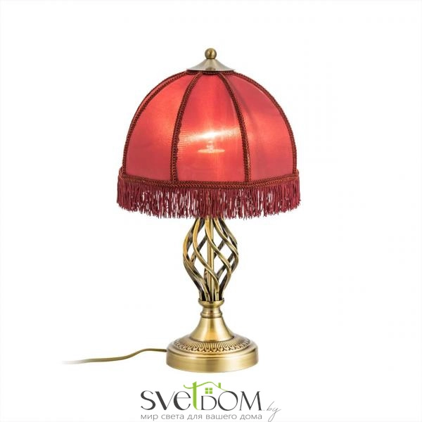 Citilux Базель CL407803 Настольная лампа с красным абажуром Бронза