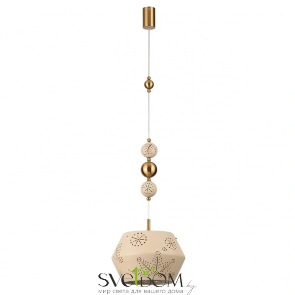 5444/1A PENDANT ODL_EX26 031 бежевый/античная бронза/металл/керамика Подвес E27 1*40W KARELIA