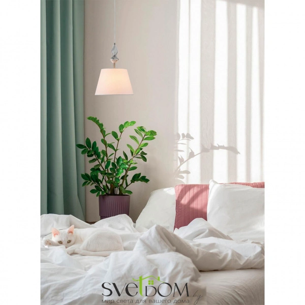 8274/1A CLASSI LN26 046 никель/белый/серый, металл/керамика/ткань Подвес Е14 1*40W 220V VERMONT