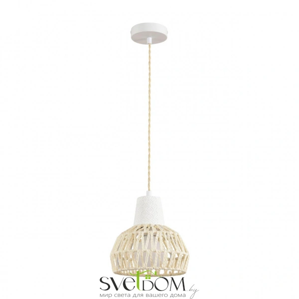 8368/1B ECO LN26 327 белый/бежевый, цемент/металл/джутовый шнур Подвес E27 LED 10W 220V BOHO