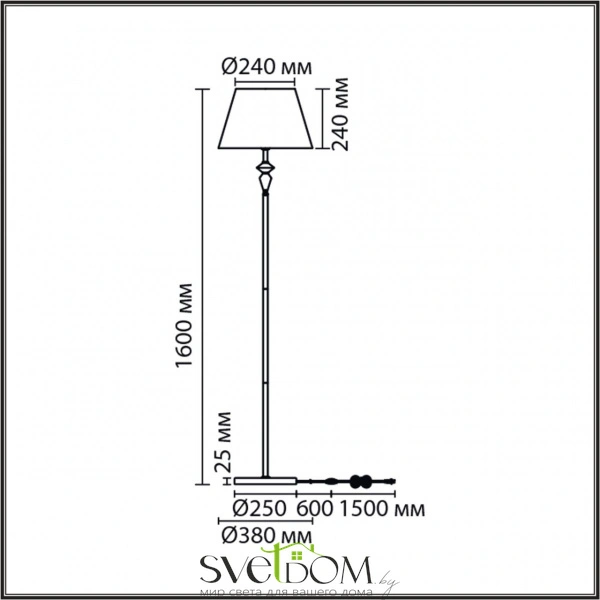 8274/1F CLASSI LN26 045 никель/белый/серый, металл/керамика/ткань Торшер Е27 1*60W 220V VERMONT