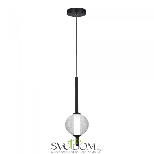 SL6120.403.01 Светильник подвесной ST-Luce Черный/Прозрачное кракелированное стекло LED 1*8,5W 3000K PEEK