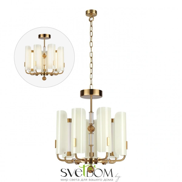 5467/35L MODERN ODL_EX26 049 белый/коричневый/античная бронза/металл/стекло/декор металл Люстра LED x 35W (5W*7) 3000K LION