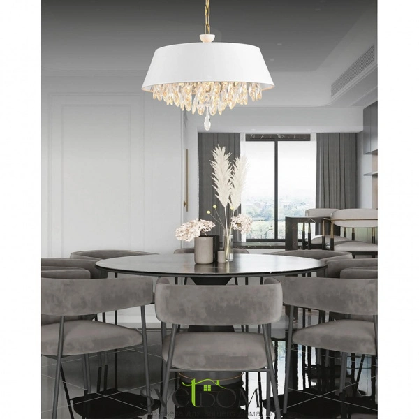 8374/6 CLASSI LN26 118 латунь/белый/прозрачный, металл/текстиль/хрусталь Люстра подвесная E27 6*60W 220V MITRIM