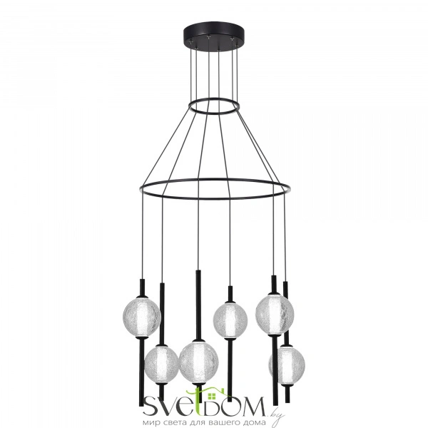 SL6120.403.06 Светильник подвесной ST-Luce Черный/Прозрачное кракелированное стекло LED 6*8,5W 3000K PEEK