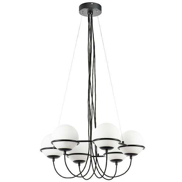 Lightstar 803267 Люстра GLOBO 6х40W E14 ЧЕРНЫЙ МАТОВЫЙ/БЕЛЫЙ