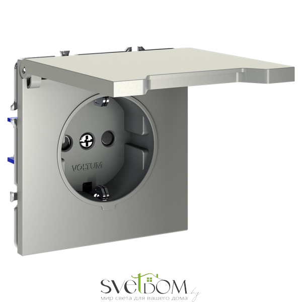 Розетки электрические с заземлением, шторками и крышкой Voltum S70 VLS040304  Voltum VLS040304