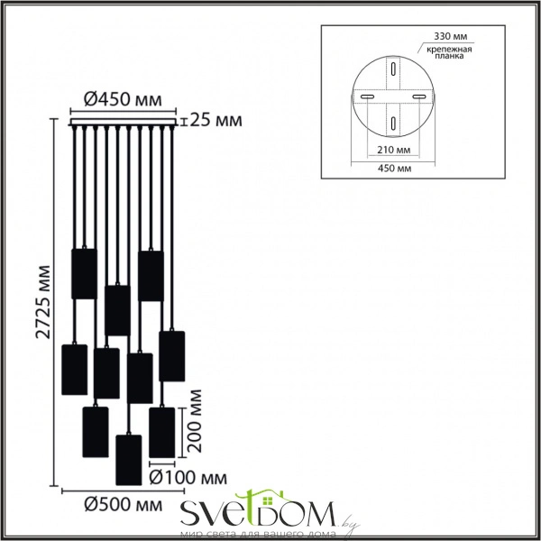 8401/10 MODERNI LN26 000 черный/античная бронза/серо-синий, металл/стекло Люстра E14 10*40W 220V MURANO