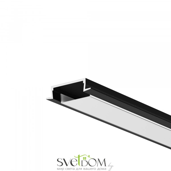 Алюминиевый профиль встраиваемый с накладным фланцем 22x6 (Черный, 2 м), ALM-004-B-2M 632010