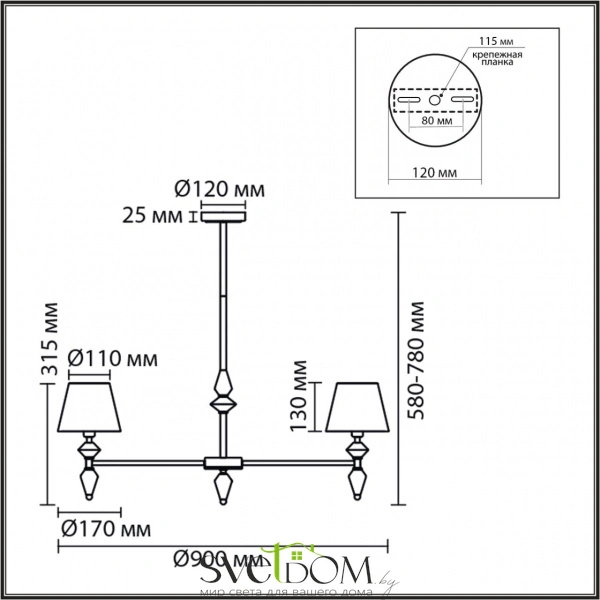 8274/7 CLASSI LN26 045 никель/белый/серый, металл/керамика/ткань Люстра Е14 7*40W 220V VERMONT