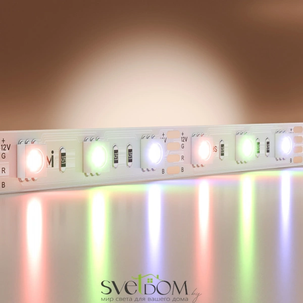 Светодиодная лента Base 12В 5050 14,4Вт/м RGB 5м IP 20 201195
