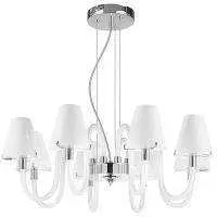 Lightstar 760086 Люстра подв. BIANCO 8х40W G9 ХРОМ БЕЛ. стекло