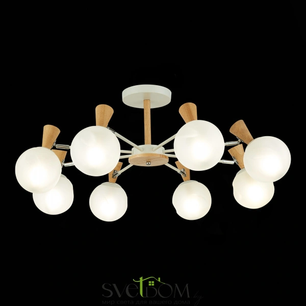 SLE220702-08 Светильник потолочный Белый, Светлое дерево/Белый E14 8*40W CATANIA