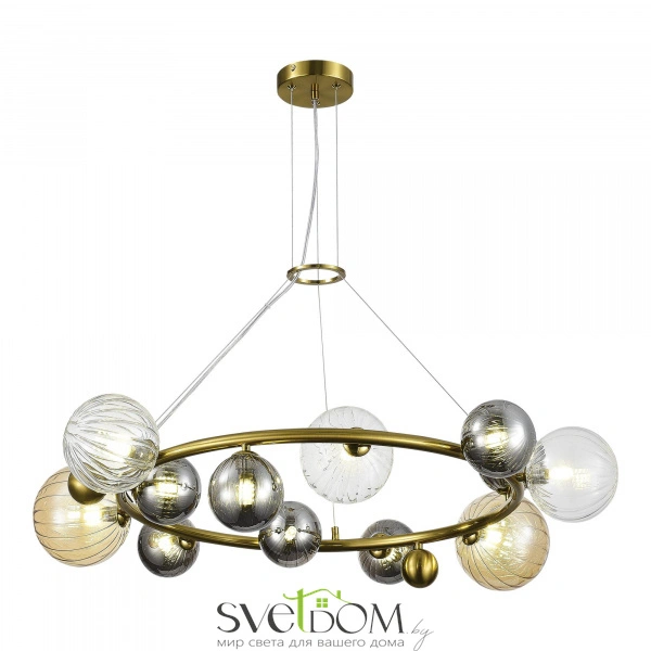 SL1515.303.12 Светильник подвесной ST-Luce Латунь/Янтарный,Дымчатый,Прозрачный G9 12*5W 4000K SPHERE
