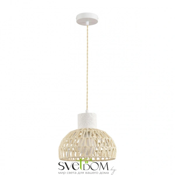 8368/1A ECO LN26 327 белый/бежевый, цемент/металл/джутовый шнур Подвес E27 LED 10W 220V BOHO