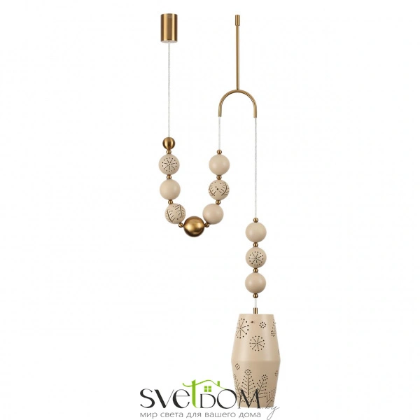 5444/1B PENDANT ODL_EX26 031 бежевый/античная бронза/металл/керамика Подвес с держателем E27 1*40W KARELIA