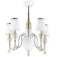 Lightstar 806050 Люстра потолочная ESCICA 5х40W E14+1х40W G9 БЕЛЫЙ/КОНЬЯК/ХРОМ