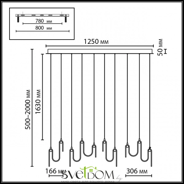 5106/52L L-VISION ODL26 549 брашинг/дымчатый металл/стекло Люстра линейная LED x 52W 4000K FLOW