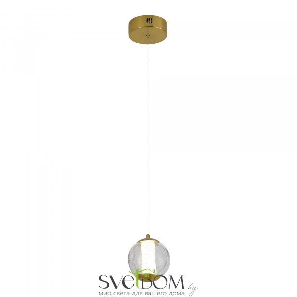 SL6520.303.01 Светильник подвесной ST-Luce латунь/прозрачный с пузырьками воздуха LED 1*5W 4000K HELMI