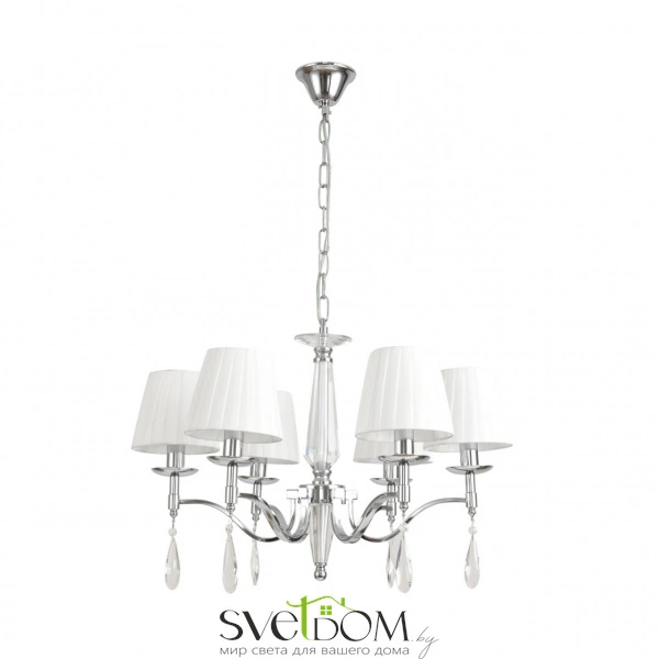 8316/6 CLASSI LN26 058 хром/белый, металл/хрусталь/текстиль Люстра E14 6*40W 220V MAGDA