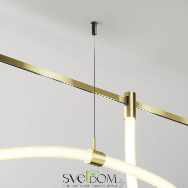 Потолочный коннектор с тросовым подвесом Tau в шинопровод Flarity латунь