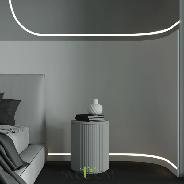 Алюминиевый профиль встраиваемый с боковым изгибом ALM-6214SB-S-2M