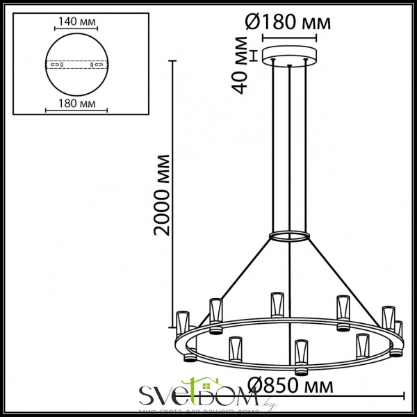 7144/70L HIGHTECH ODL26 515 светильник античная бронза/акрилл/металл IP20 LED 60W 3830Лм 3000K 180° 220V DEFANCE
