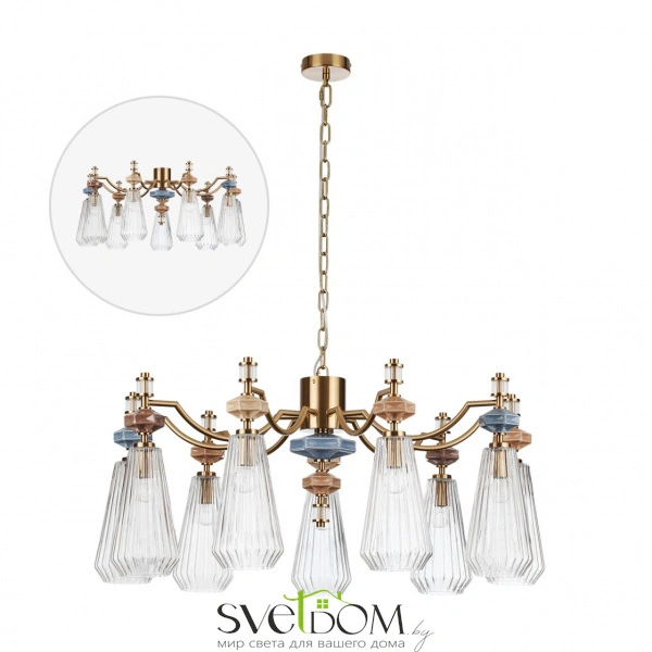 5414/9 MODERN ODL_EX26 021 античная бронза/терракот/синий/бежевый/коричневый/металл/керамика Люстра E14 9*40W TERRA