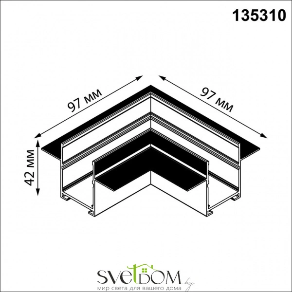 135310 PORT NT25 203 черный Соединитель угловой "L" для шинопровода в ГКЛ (арт.135302-135303) IP20 VECTOR
