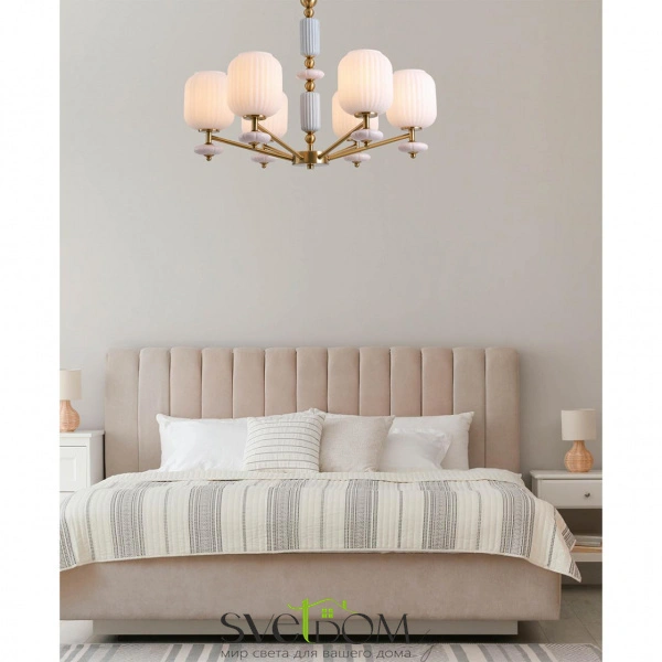 8334/8 MODERNI LN26 32 бронза/белый, металл/керамика/стекло Люстра E27 8*40W 220V ALEGRA