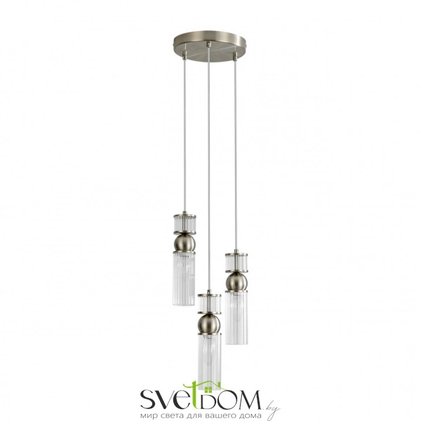 8277/3A MODERNI LN26 163 сатин никель/прозрачный, металл/стекло Подвес Е14 3*40W 220V DENVER
