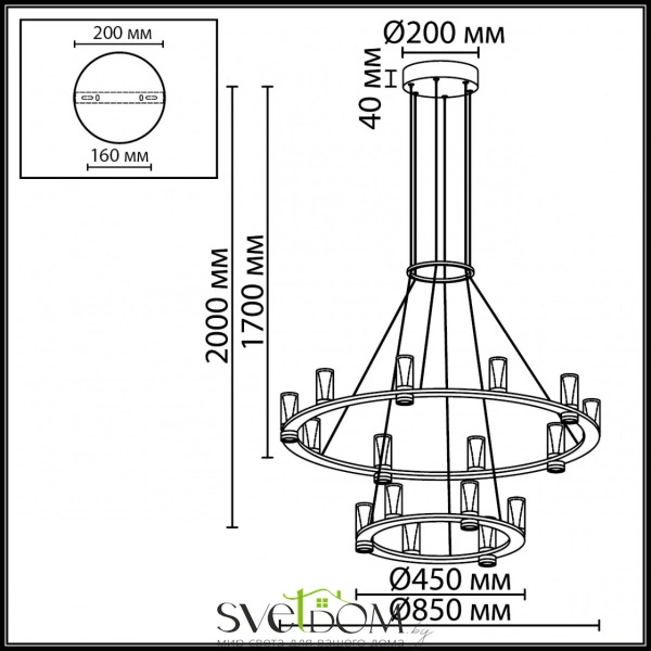 7144/110L HIGHTECH ODL26 515 светильник античная бронза/акрилл/металл IP20 LED 93W 5960Лм 3000K 180° 220V DEFANCE