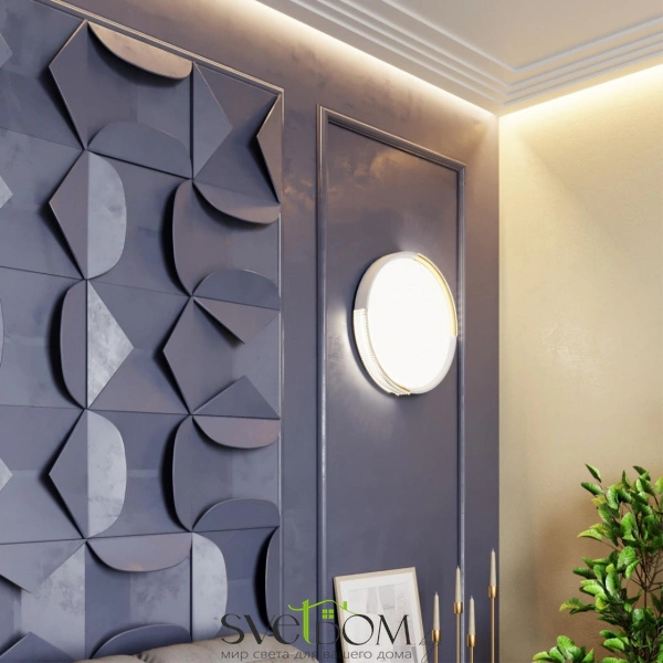 7612/ELN PALE SN 184 Светильник пластик/белый/золотистый LED 76Вт 3000/4000/6000K D490 IP43 CCT VELIO