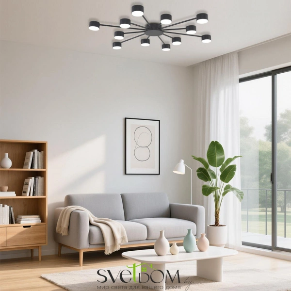 8344/12C COMFI LN26 251 черный, металл Люстра GX53 LED 12*7W 220V TORINA