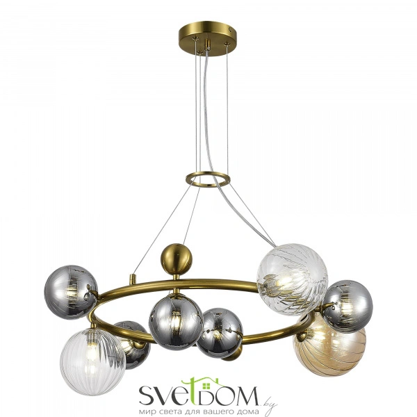 SL1515.303.08 Светильник подвесной ST-Luce Латунь/Янтарный,Дымчатый,Прозрачный G9 8*5W 4000K SPHERE