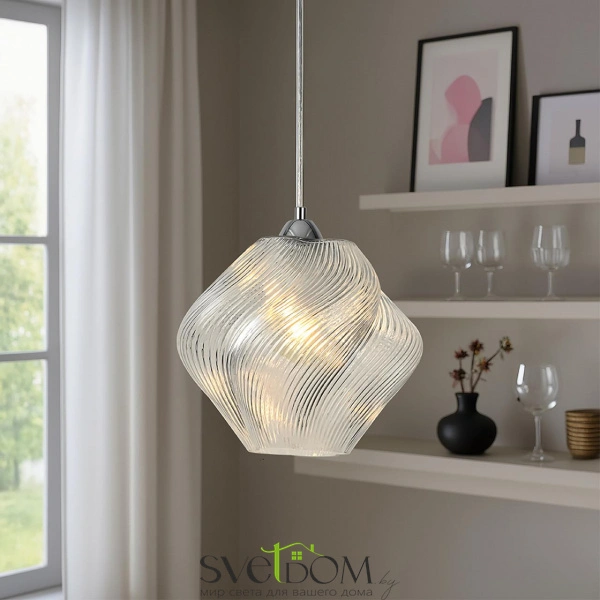 8288/1A MODERNI LN26 371 хром/прозрачный, металл/стекло Подвес E27 1*60W 220V TIDE