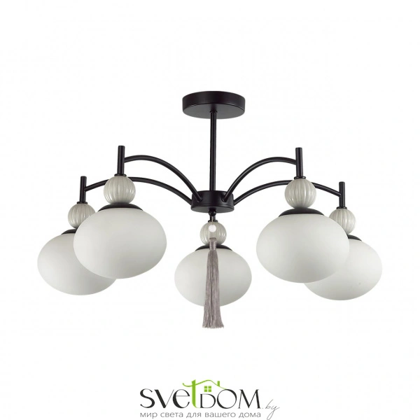 8273/5C NEOCLASSI LN26 041 черный, серый/белый металл, керамика/стекло Люстра потолочная Е14 5*40W 220V GLORIYA