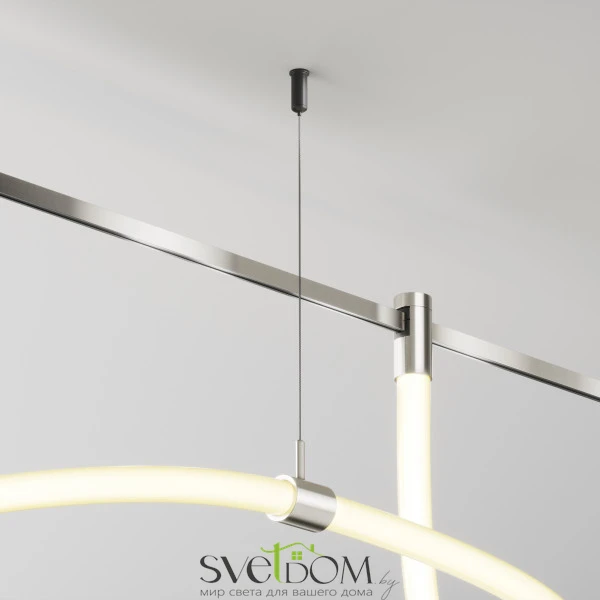 Потолочный коннектор с тросовым подвесом Tau в шинопровод Flarity платина