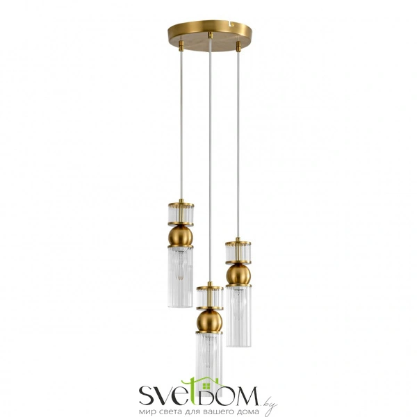 8276/3A MODERNI LN26 161 латунь/прозрачный, металл/стекло Подвес Е14 3*40W 220V DENVER