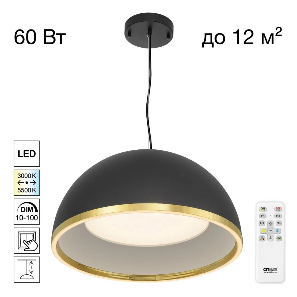 CITILUX CL736251 FLOOM Черный+Золото Светильник Подвесной