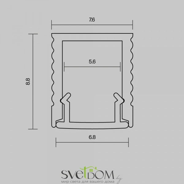 Алюминиевый профиль накладной 8x9 (Серебро, 2 м), ALM-0809-S-2M 631010