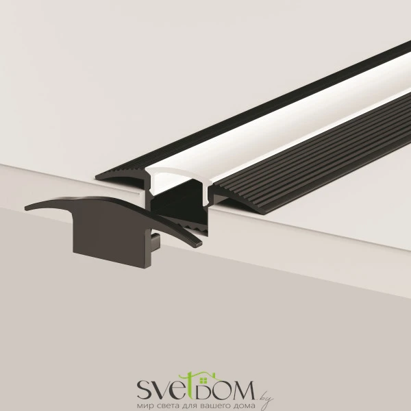 Алюминиевый профиль встраиваемый в пол 37x10 (Черный, 2 м), ALM-3710-S-2M 636023