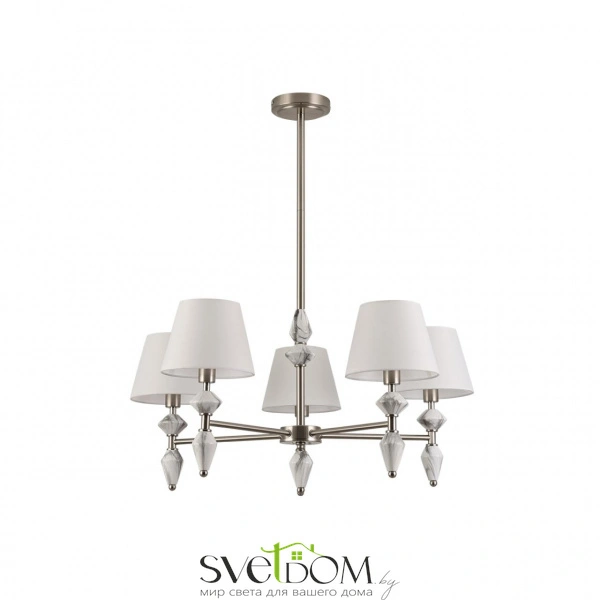 8274/5 CLASSI LN26 044 никель/белый/серый, металл/керамика/ткань Люстра Е14 5*40W 220V VERMONT