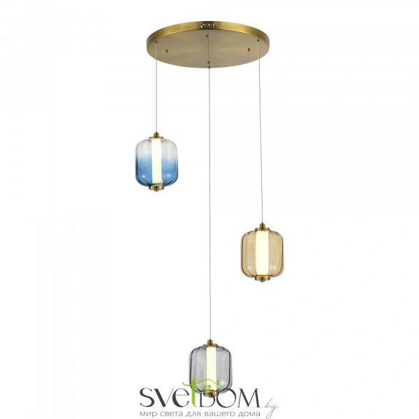 SL1193.303.03 Светильник подвесной ST-Luce Латунь/Янтарный,Дымчатый,Голубой LED 3*11,2W 3000K SUMMER