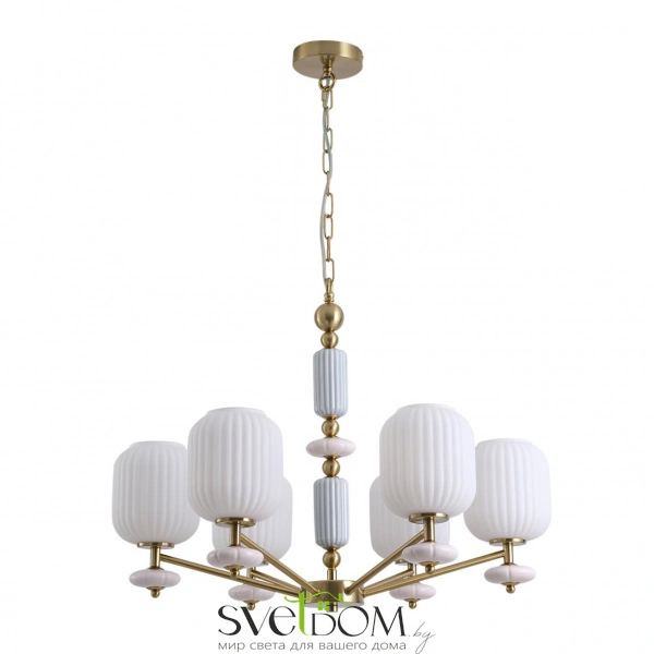 8334/6 MODERNI LN26 033 бронза/белый, металл/керамика/стекло Люстра E27 6*40W 220V ALEGRA