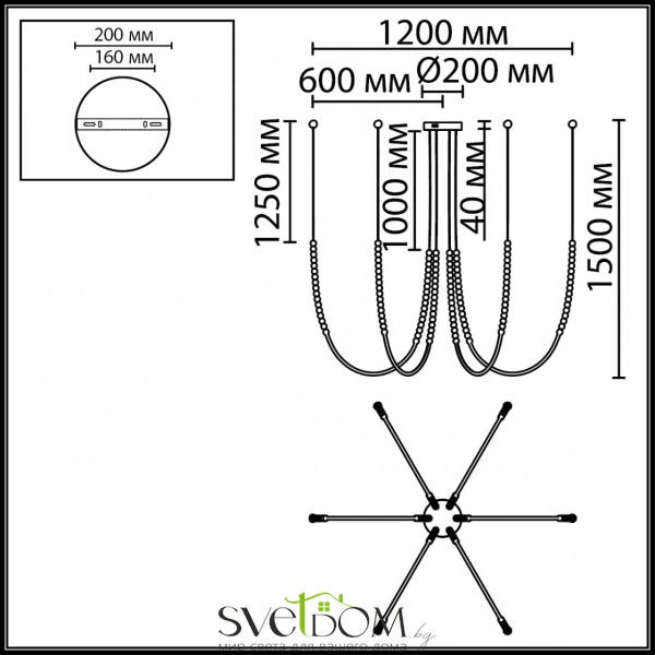 7149/70L HIGHTECH ODL26 221 светильник черный/акрилл/металл IP20 LED 70W 4300Лм 3500K 300° 220V MONELLA