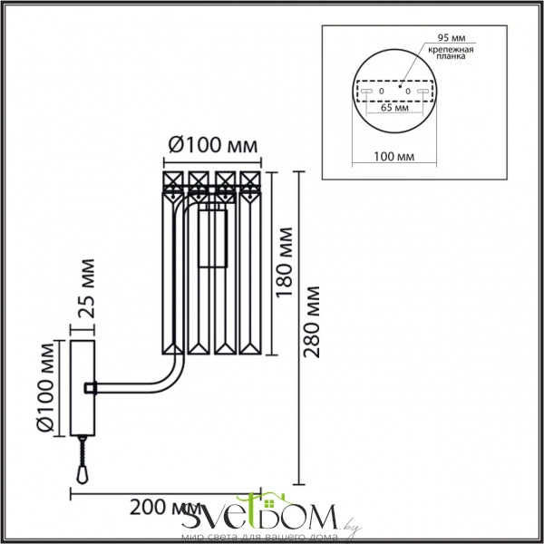 8347/1W CLASSI LN26 155 золото/прозрачный, металл/хрусталь Бра E14 1*40W 220V FAVLA