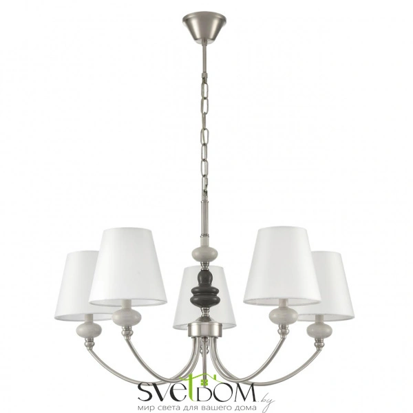 8283/5 CLASSI LN26 051 никель/белый, металл/керамика/текстиль Люстра Е14 5*40W 220V KENTUKI