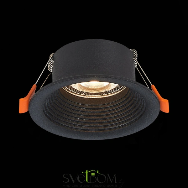 ST202.408.01 Св-к встр. Черный GU10 1*50W  D89xH40 220V Без ламп Встраиваемые светильники